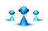 #49820 Royalty-Free (RF) Illustration Of A Group Of Three 3d Blue Avatar Customer Service Characters - Version 1 by Julos