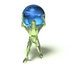 #49824 Royalty-Free (RF) Illustration Of A 3d Green Crystal Man Carrying A Globe - Version 1 by Julos