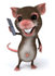 #49970 Royalty-Free (RF) Illustration Of A 3d Mouse Mascot Using A Modern Cell Phone - Version 1 by Julos