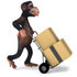 #49977 Royalty-Free (RF) Illustration Of A 3d Chimpanzee Mascot Delivering Boxes - Pose 2 by Julos