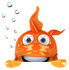 #49997 Royalty-Free (RF) Illustration Of A 3d Goldfish Mascot With Bubbles, Looking Over A Blank Sign Board by Julos