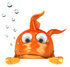 #49998 Royalty-Free (RF) Illustration Of A 3d Goldfish Mascot With Bubbles, Pouting Over A Blank Sign by Julos
