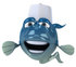 #50011 Royalty-Free (RF) Illustration Of A 3d Blue Chef Fish Mascot Facing Forward by Julos