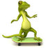 #50030 Royalty-Free (RF) Illustration Of A 3d Green Gecko Mascot Skateboarding - Version 2 by Julos