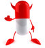 #50044 Royalty-Free (RF) Illustration Of A 3d Red Devil Pill Capsule Mascot Holding Up His Middle Finger - Version 1 by Julos