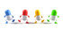 #50133 Royalty-Free (RF) Illustration Of 3d Colorful Pill Capsule Mascots Marching Forward - Version 3 by Julos