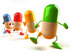 #50134 Royalty-Free (RF) Illustration Of 3d Colorful Pill Capsule Mascots Marching Forward - Version 4 by Julos