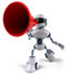 #50665 Royalty-Free (RF) Illustration Of A 3d Futuristic Robot Mascot Using A Megaphone - Pose 4 by Julos