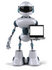 #50675 Royalty-Free (RF) Illustration Of A 3d Futuristic Robot Mascot Carrying A Laptop - Version 1 by Julos