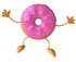 #50706 Royalty-Free (RF) Illustration of a 3d Pink Frosted Doughnut Mascot Jumping by Julos