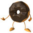 #50710 Royalty-Free (RF) Illustration Of A 3d Milk Chocolate Frosted Doughnut Mascot Looking Left by Julos