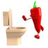 #50729 Royalty-Free (RF) Illustration Of A 3d Red Hot Chili Pepper Mascot Running To A Toilet by Julos