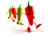 #50742 Royalty-Free (RF) Illustration Of 3d Red And Green Chili Pepper Mascots Marching Forward - Version 1 by Julos