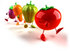 #50747 Royalty-Free (RF) Illustration Of 3d Tomato, Bell Pepper, Carrot And Eggplant Characters Marching - Version 1 by Julos