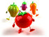 #50750 Royalty-Free (RF) Illustration Of 3d Tomato, Bell Pepper, Carrot And Eggplant Characters Marching - Version 3 by Julos