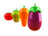 #50762 Royalty-Free (RF) Illustration Of 3d Tomato, Green Bell Pepper, Carrot And Eggplant - Version 2 by Julos