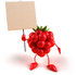 #50769 Royalty-Free (RF) Illustration Of A 3d Raspberry Mascot Holding Up A Blank Sign - Version 1 by Julos