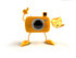 #50792 Royalty-Free (RF) Illustration Of A 3d Yellow Camera Mascot Holding A Wedge Of Cheese - Version 3 by Julos