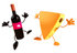#50802 Royalty-Free (RF) Illustration Of 3d Cheese Wedge And Wine Bottle Characters Jumping - Version 2 by Julos