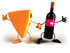 #50803 Royalty-Free (RF) Illustration Of 3d Cheese Wedge And Wine Bottle Characters Holding Hands - Version 1 by Julos