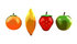 #50825 Royalty-Free (RF) Illustration Of An Orange, Banana, Strawberry And Apple In A Line by Julos