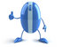 #51271 Royalty-Free (RF) Illustration Of A 3d Wireless Blue Computer Mouse Mascot Giving The Thumbs Up - Version 1 by Julos