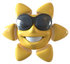 #51626 Royalty-Free (RF) Illustration Of A 3d Happy Yellow Sun Smiling And Wearing Shades - Version 1 by Julos