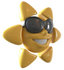#51627 Royalty-Free (RF) Illustration Of A 3d Happy Yellow Sun Smiling And Wearing Shades - Version 2 by Julos