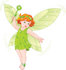 #56158 Royalty-Free (RF) Clip Art Of A Red Haired Baby Fairy In Green, Holding A Magic Wand by pushkin