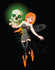 #56161 Royalty-Free (RF) Clip Art Of A Sexy Red Head Halloween Fairy Holding A Glowing Skull by pushkin