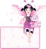 #56183 Royalty-Free (RF) Clip Art Of A Black Haired Fairy Girl With A Teddy Bear, Sitting On Top Of A Heart Sign by pushkin