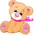 #56187 Clip Art Of An Adorable Brown Teddy Bear Wearing A Pink Ribbon, Tilting Its Head And Sitting by pushkin