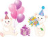 #56190 Royalty-Free (RF) Clip Art Of A Digital Collage Of Birthday Teddy Bears With Pink Balloons, Flowers And A Present by pushkin