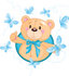 #56200 Royalty-Free (RF) Clip Art Of A Happy Bear Surrounded By Blue Butterflies by pushkin