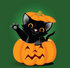 #56231 Royalty-Free (RF) Clip Art Illustration Of A Cute Black Kitten Reaching Its Paw Out Of A Halloween Pumpkin by pushkin