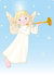 #56265 Clip Art Of A Cute, Innocent, Blond Femal Angel With A Halo, Playing A Horn by pushkin