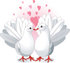 #56279 Royalty-Free (RF) Clip Art Pair Of Cute White Doves In Love, Under Pink Hearts by pushkin