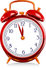 #56357 Royalty-Free (RF) Clip Art Illustration Of A Red Shiny Alarm Clock by pushkin