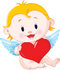 #56368 Royalty-Free (RF) Clip Art Illustration Of A Blond Baby Cupid Holding A Red Heart by pushkin