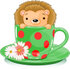 #56426 Clip Art Illustration Of An Adorable Hedgehog In A Green And Red Polka Dotted Tea Cup by pushkin