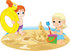 #56439 Royalty-Free (RF) Clip Art Illustration Of A Brother And Sister Playing With An Innertube And Making A Sand Castle On A Beach by pushkin