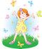 #56451 Royalty-Free (RF) Clip Art Illustration Of A Carefree Little Girl Holding Her Arms Up While Being Circled By Butterflies by pushkin