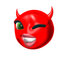 #60713 Royalty-Free (RF) Illustration Of A 3d Red She Devil Smiley Face Winking by Julos