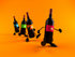 #60832 Royalty-Free (RF) Illustration Of A Row Of 3d Black Wine Bottle Mascots Walking Forward - Version 2 by Julos