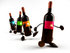 #60837 Royalty-Free (RF) Illustration Of A Row Of 3d Wine Bottle Characters Walking Forward - Version 1 by Julos