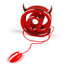 #60928 Royalty-Free (RF) Illustration Of A 3d Devil Arobase Symbol With A Red Computer Mouse - Version 2 by Julos