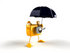 #60991 Royalty-Free (RF) Illustration Of A 3d Yellow Camera Boy Character Standing Under An Umbrella - Version 2 by Julos