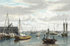 #61054 Royalty-Free Historical Illustration Of People And Boats At The West End Of The Navy Yard In Boston by JVPD