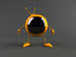 #61205 Royalty-Free (RF) Illustration Of A 3d Yellow Square TV Character Facing Front - Version 2 by Julos