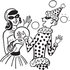 #61296 Cartoon Of A Sketch Of A Young Couple Dancing At A Costume Party, In Black And White Royalty Free Vector Clipart by JVPD